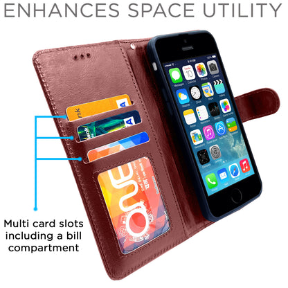 Pikkme iPhone 5 / 5s / Se Vintage Flip Cover (Brown)