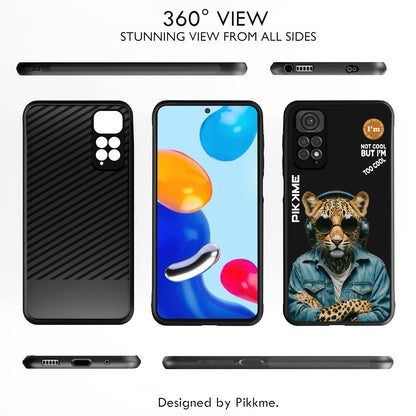 Pikkme Back Cover Pc Tpu + Printed Cool Funky Stylish Black Leopard Swag Raised Edges Camera Protection |Bumper Case For Redmi Note 11 (Design 04)