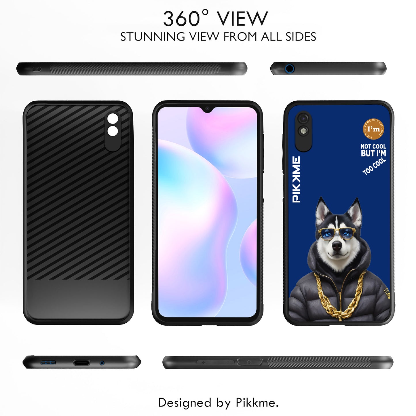 Pikkme Back Cover Pc Tpu + Printed Cool Funky Stylish Blue Dog Swag Raised Edges Camera Protection |Bumper Case For Redmi 9A (Design 08)