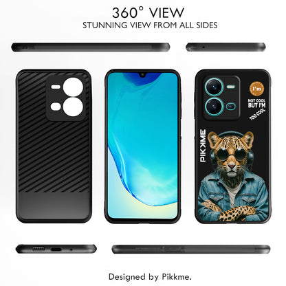 Pikkme Back Cover Pc Tpu + Printed Cool Funky Stylish Black Leopard Swag Raised Edges Camera Protection |Bumper Case For Vivo V25 5G (Design 04)