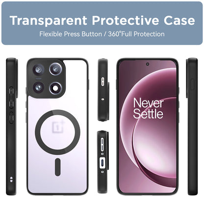 Pikkme OnePlus 15 5G Eagle 2 Mag-Safe Shockproof Hard Transparent Back Cover (Black)