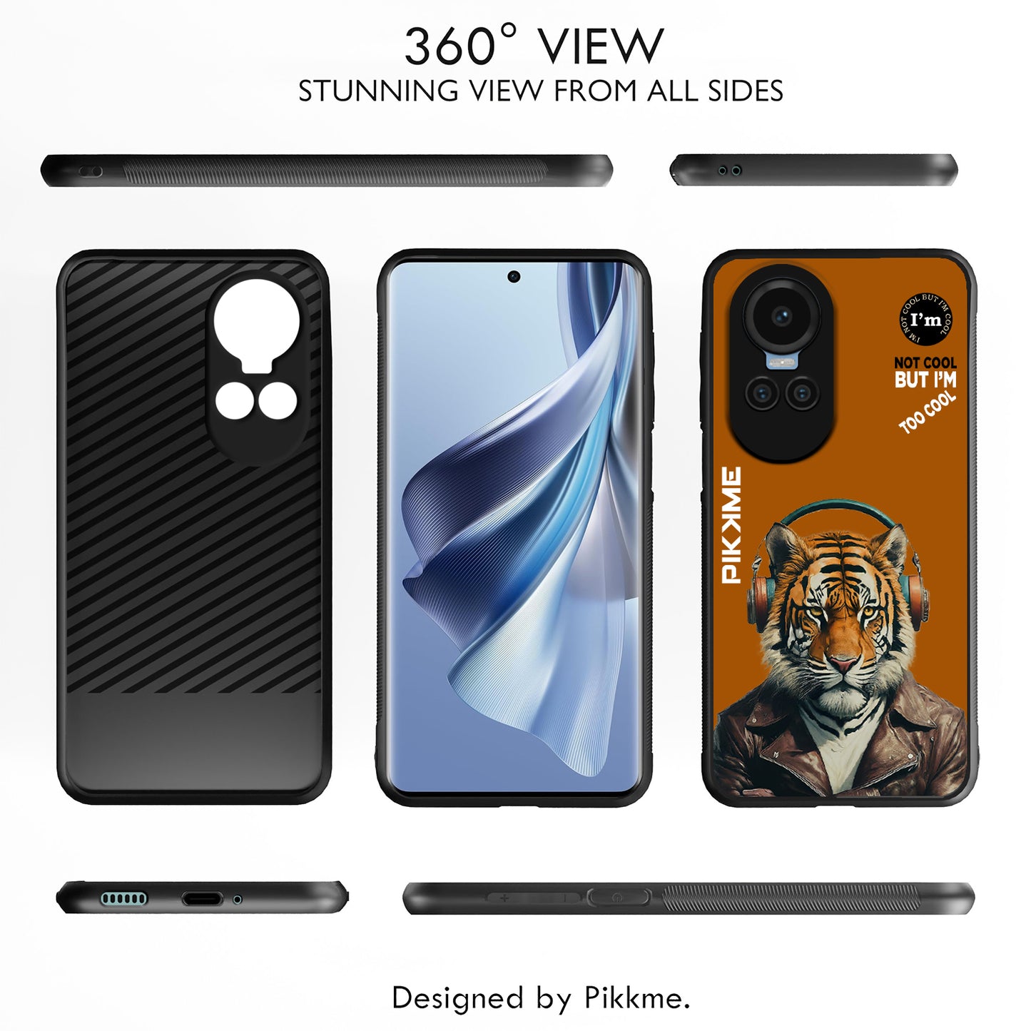 Pikkme Back Cover Pc Tpu + Printed Cool Funky Stylish Brown Tiger Swag Raised Edges Camera Protection |Bumper Case For Oppo Reno 11 Pro 5G (Design 09)