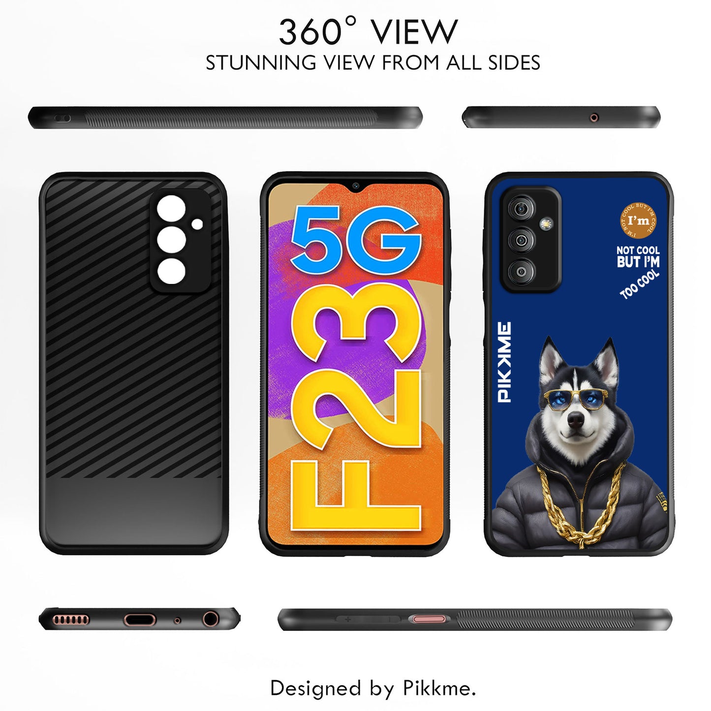 Pikkme Back Cover Pc Tpu + Printed Cool Funky Stylish Blue Dog Swag Raised Edges Camera Protection |Bumper Case For Samsung Galaxy F23 5G (Design 08)