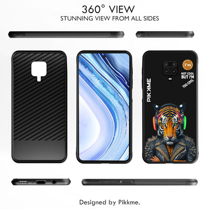 Pikkme Back Cover Pc Tpu + Printed Cool Funky Stylish Black Tiger Swag Raised Edges Camera Protection |Bumper Case For Redmi Note 9 Pro (Design 06)