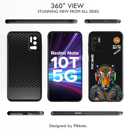 Pikkme Back Cover Pc Tpu + Printed Cool Funky Stylish Black Tiger Swag Raised Edges Camera Protection |Bumper Case For Redmi Note 10T (Design 06)