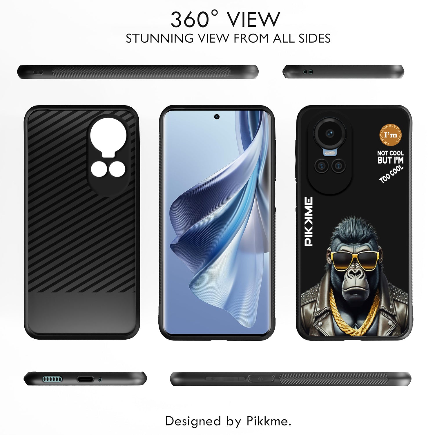 Pikkme Back Cover Pc Tpu + Printed Cool Funky Stylish Black Gorilla Swag Raised Edges Camera Protection |Bumper Case For Oppo Reno 11 Pro 5G (Design 07)