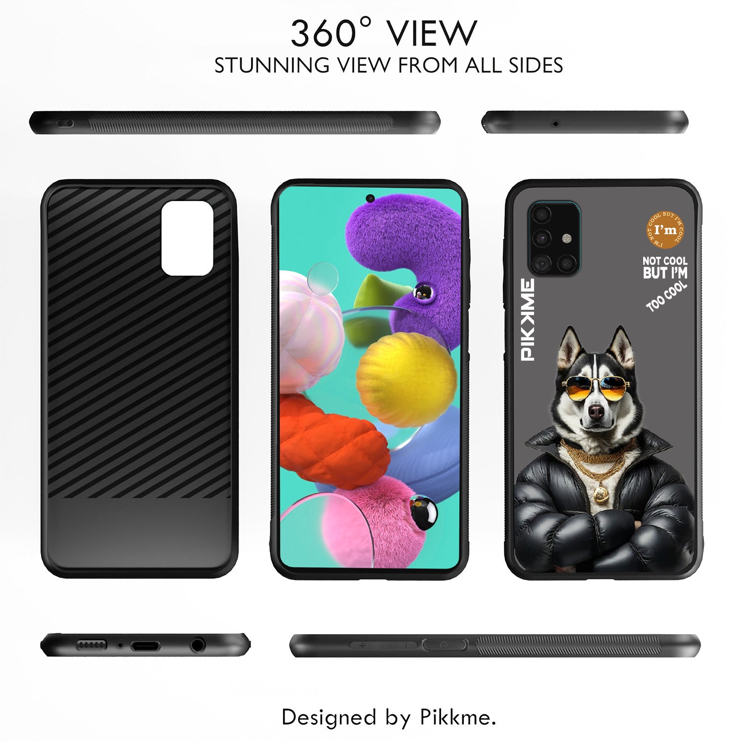 Pikkme Stylish Grey Dog Swag Samsung Galaxy A51 Back Cover (Design 02)
