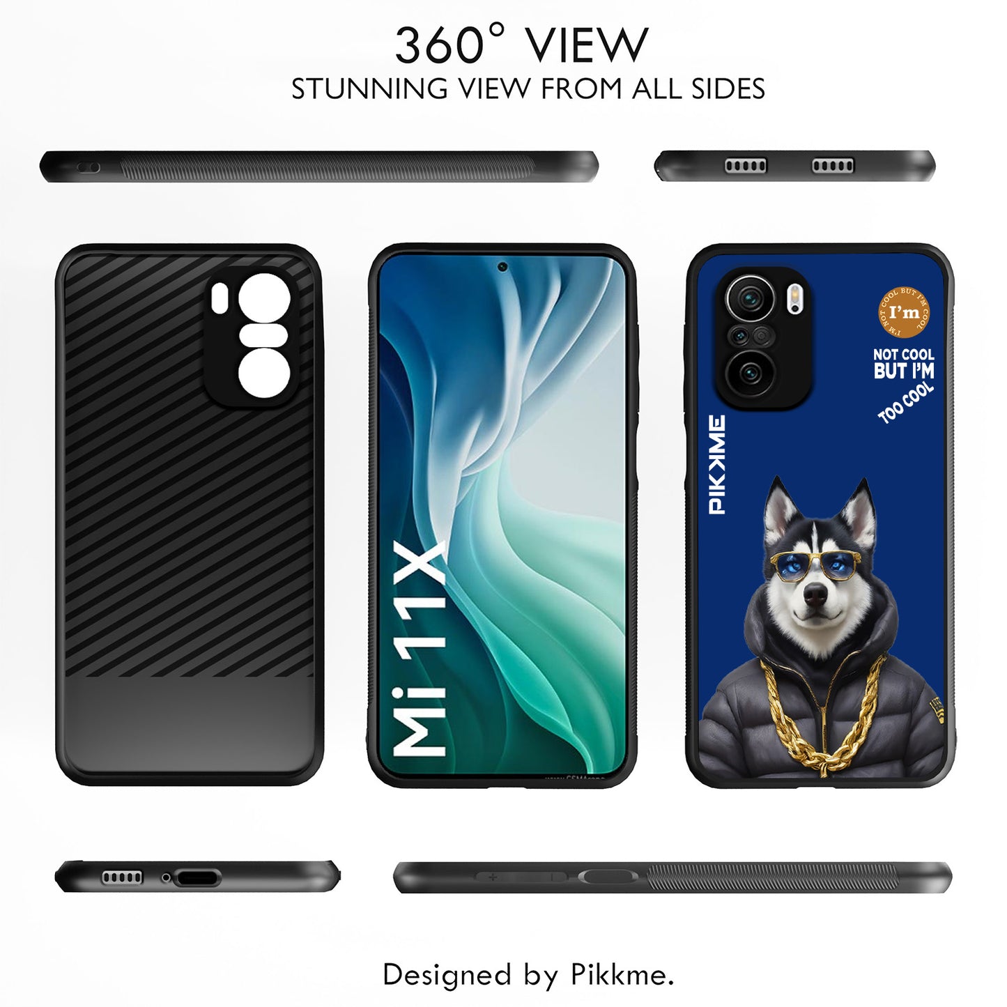 Pikkme Back Cover Pc Tpu + Printed Cool Funky Stylish Blue Dog Swag Raised Edges Camera Protection |Bumper Case For Xiaomi 11X (Design 08)