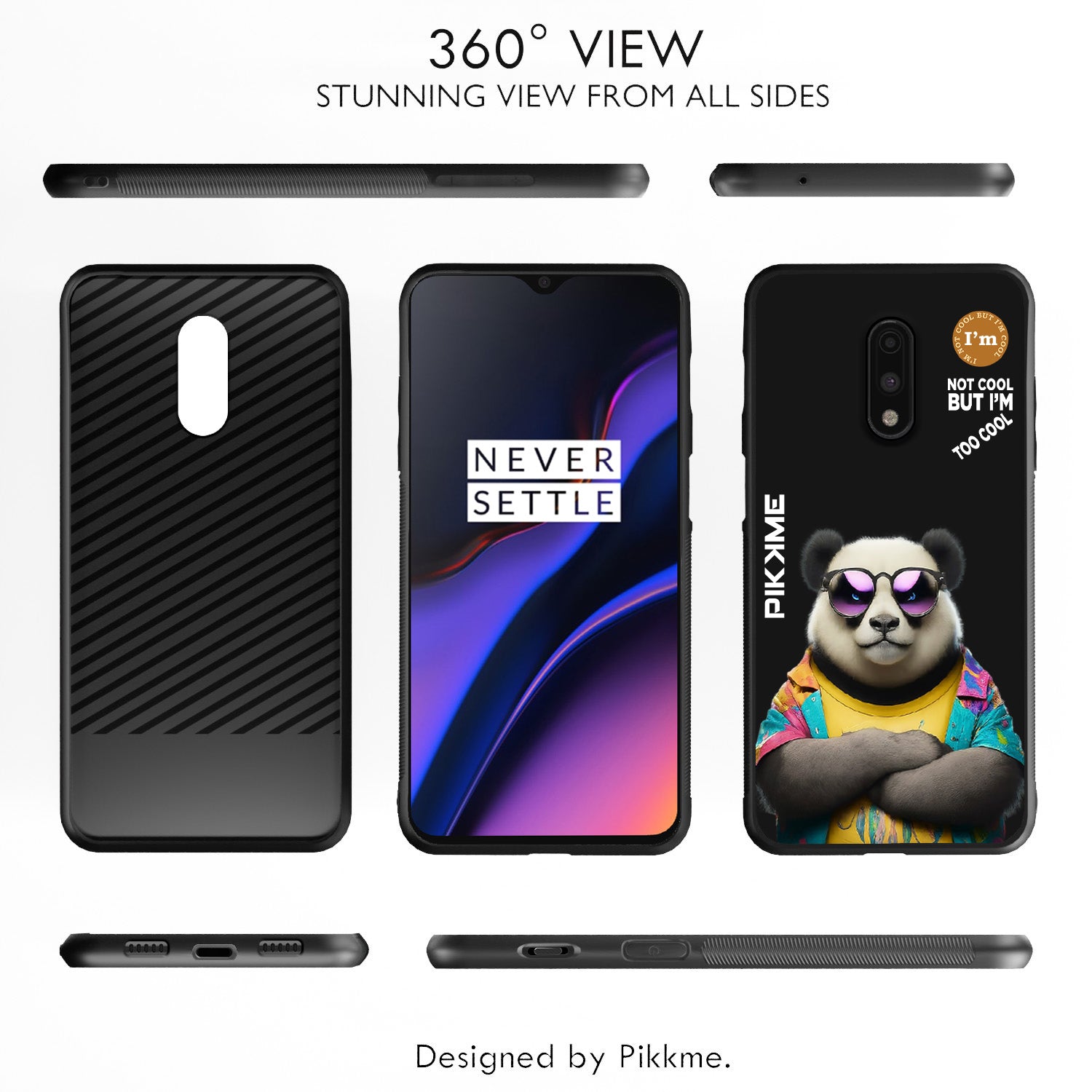 Pikkme Back Cover Pc Tpu + Printed Cool Funky Stylish Black Panda Swag Raised Edges Camera Protection |Bumper Case For OnePlus 7 (Design 05)