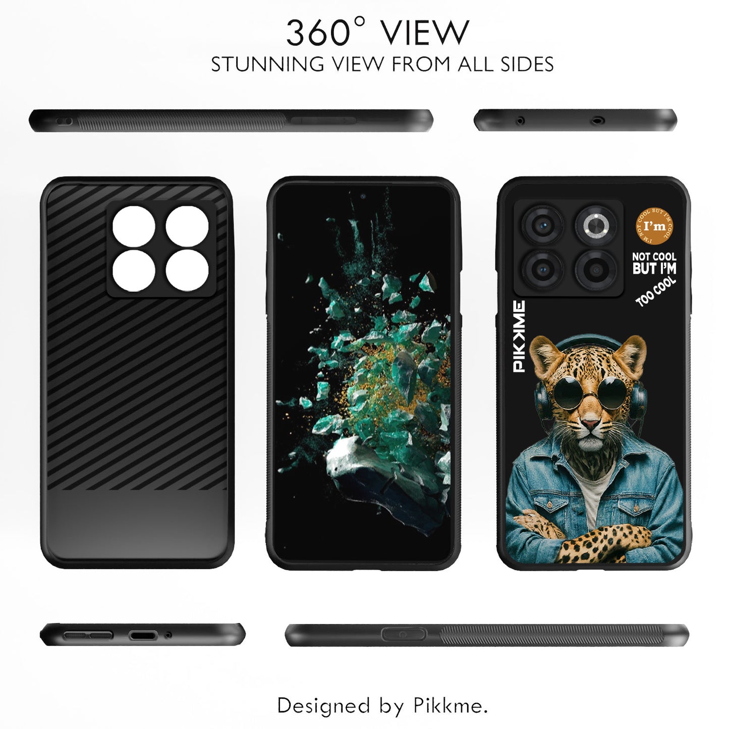 Pikkme Back Cover Pc Tpu + Printed Cool Funky Stylish Black Leopard Swag Raised Edges Camera Protection |Bumper Case For OnePlus 10T (Design 04)