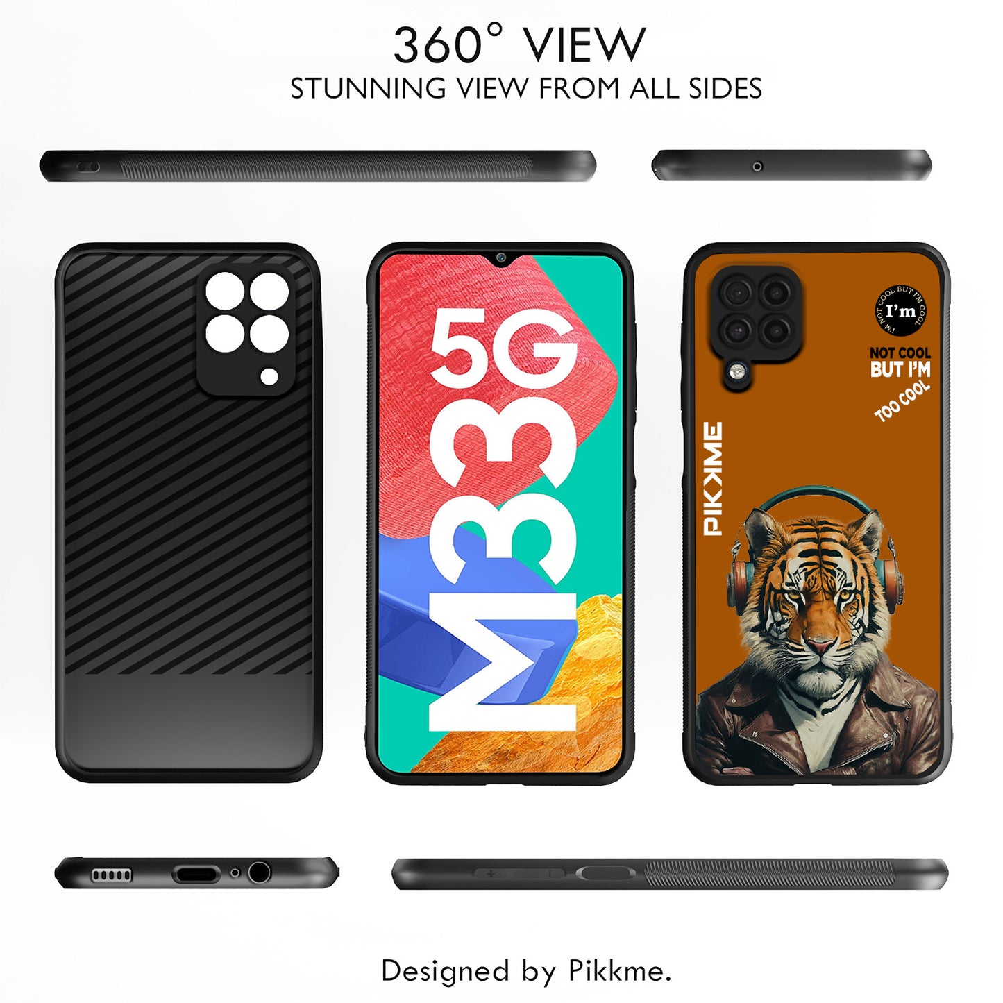 Pikkme Back Cover Pc Tpu + Printed Cool Funky Stylish Brown Tiger Swag Raised Edges Camera Protection |Bumper Case For Samsung Galaxy M32 4G (Design 09)