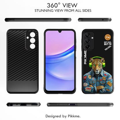 Pikkme Back Cover Pc Tpu + Printed Cool Funky Stylish Black Leopard Swag Raised Edges Camera Protection |Bumper Case For Samsung Galaxy A15 (Design 03)