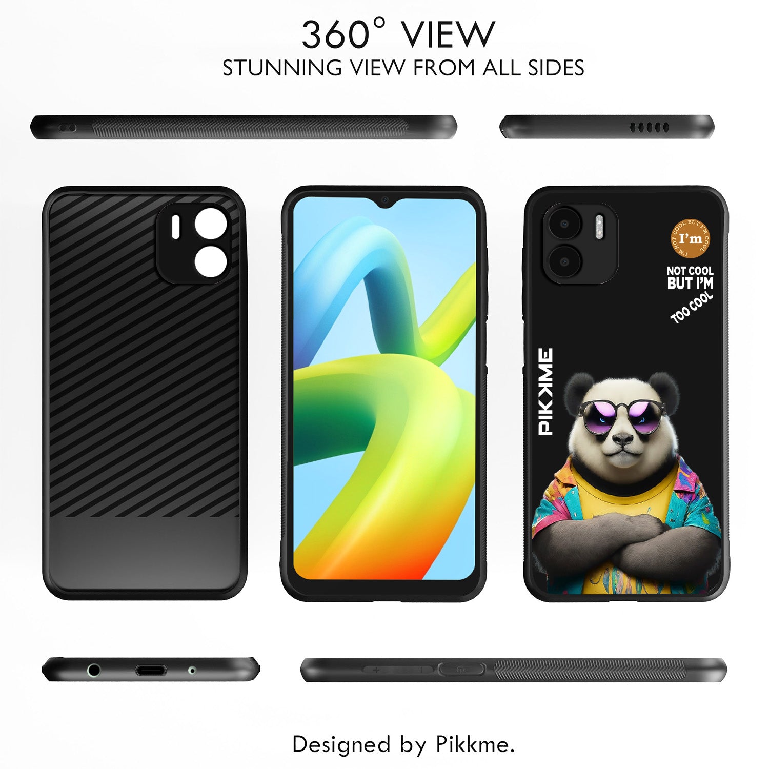 Pikkme Back Cover Pc Tpu + Printed Cool Funky Stylish Black Panda Swag Raised Edges Camera Protection |Bumper Case For Redmi A1 (Design 05)