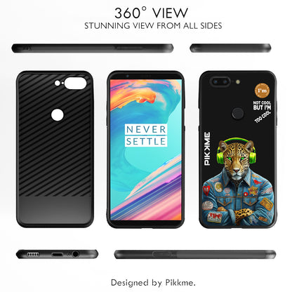 Pikkme Back Cover Pc Tpu + Printed Cool Funky Stylish Black Leopard Swag Raised Edges Camera Protection |Bumper Case For OnePlus 5T (Design 03)