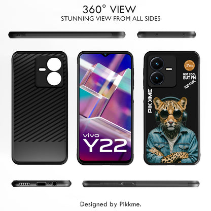 Pikkme Back Cover Pc Tpu + Printed Cool Funky Stylish Black Leopard Swag Raised Edges Camera Protection |Bumper Case For Vivo Y22 (Design 04)