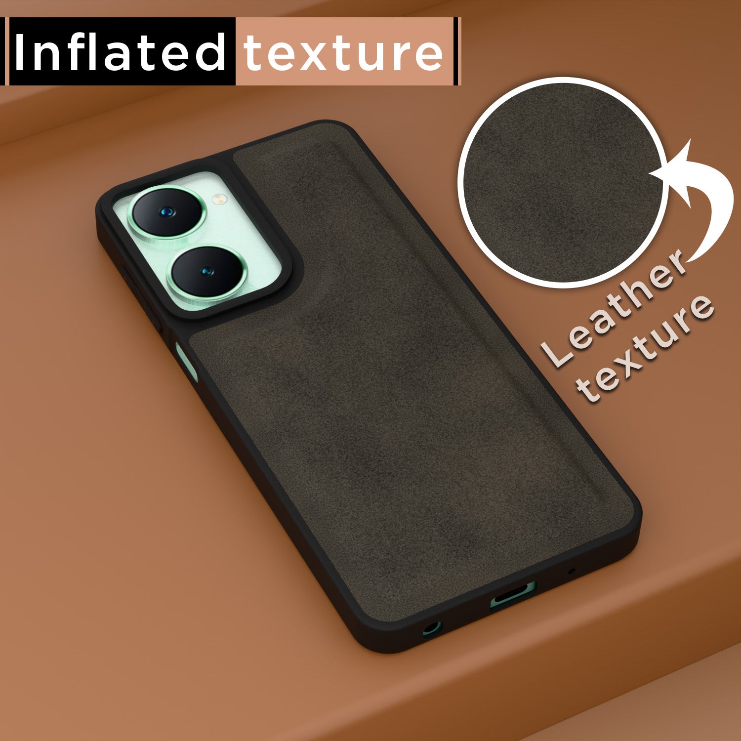 Pikkme iQOO Z9 Lite 5G | Vivo T3 Lite 5G | Vivo Y18 | Y18e | Y03 Premium Super Soft-Touch Leatherback Case (Brown)