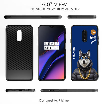 Pikkme Back Cover Pc Tpu + Printed Cool Funky Stylish Blue Dog Swag Raised Edges Camera Protection |Bumper Case For OnePlus 7 (Design 08)