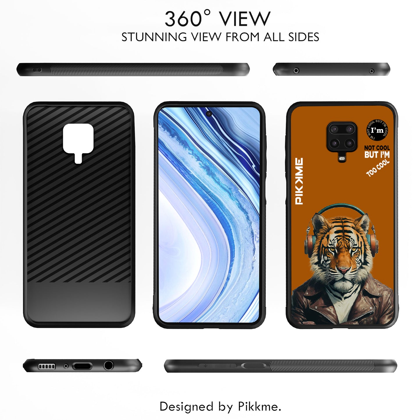 Pikkme Back Cover Pc Tpu + Printed Cool Funky Stylish Brown Tiger Swag Raised Edges Camera Protection |Bumper Case For Redmi Note 9 Pro (Design 09)