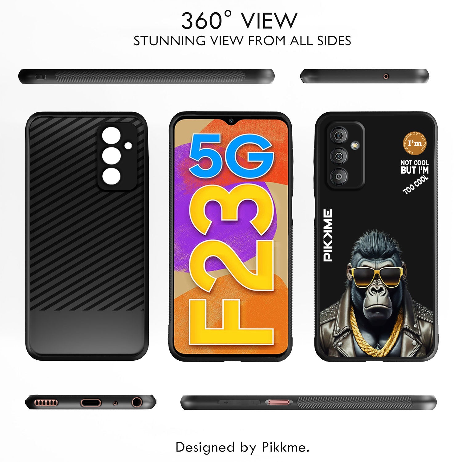 Pikkme Back Cover Pc Tpu + Printed Cool Funky Stylish Black Gorilla Swag Raised Edges Camera Protection |Bumper Case For Samsung Galaxy F23 5G (Design 07)