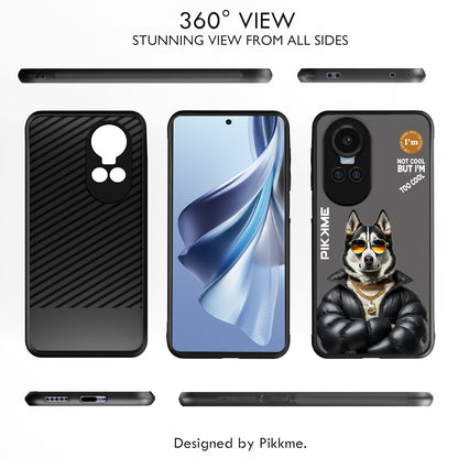 Pikkme Back Cover Pc Tpu + Printed Cool Funky Stylish Grey Dog Swag Raised Edges Camera Protection |Bumper Case For Oppo Reno 10 5G (Design 02)