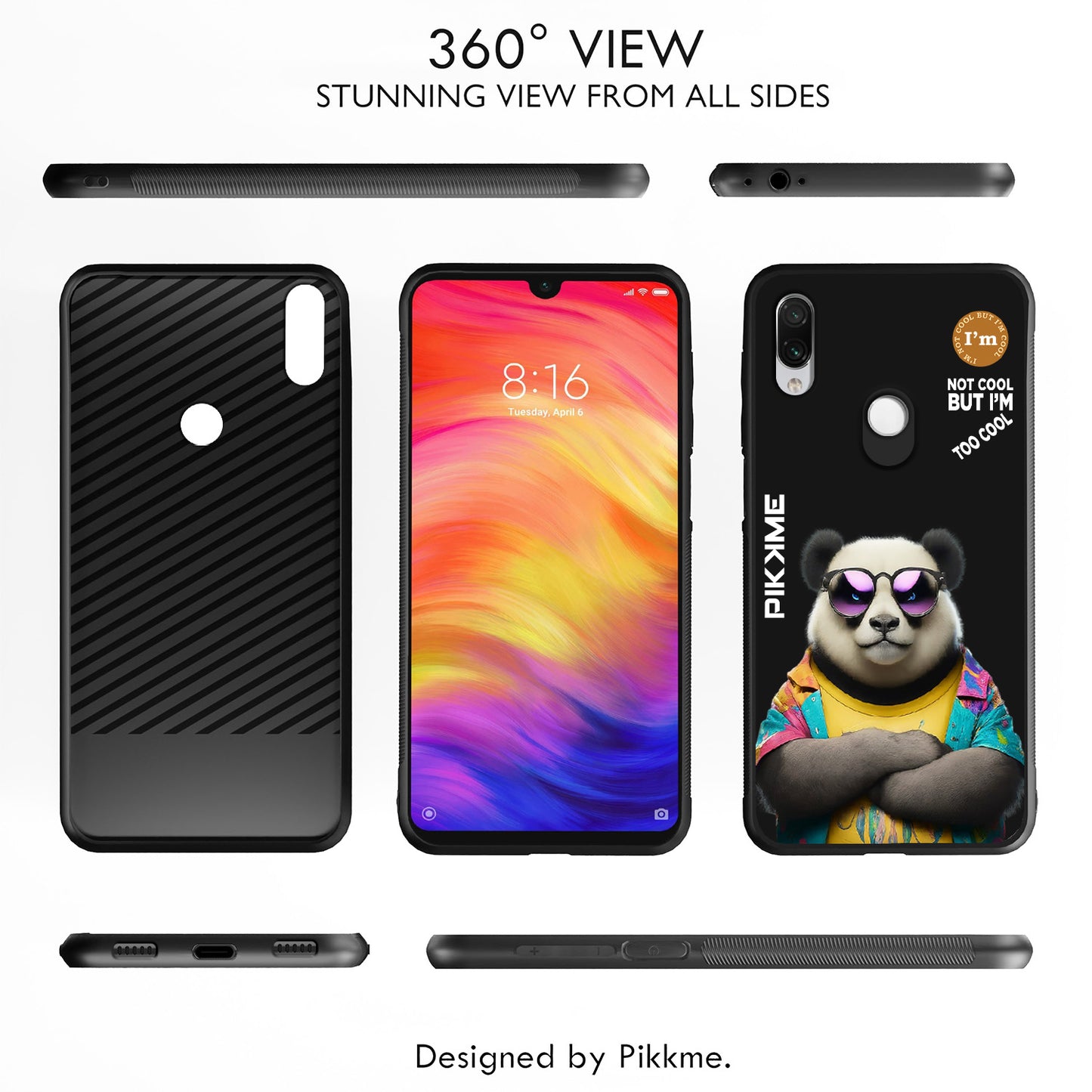 Pikkme Back Cover Pc Tpu + Printed Cool Funky Stylish Black Panda Swag Raised Edges Camera Protection |Bumper Case For Redmi Note 7 Pro (Design 05)