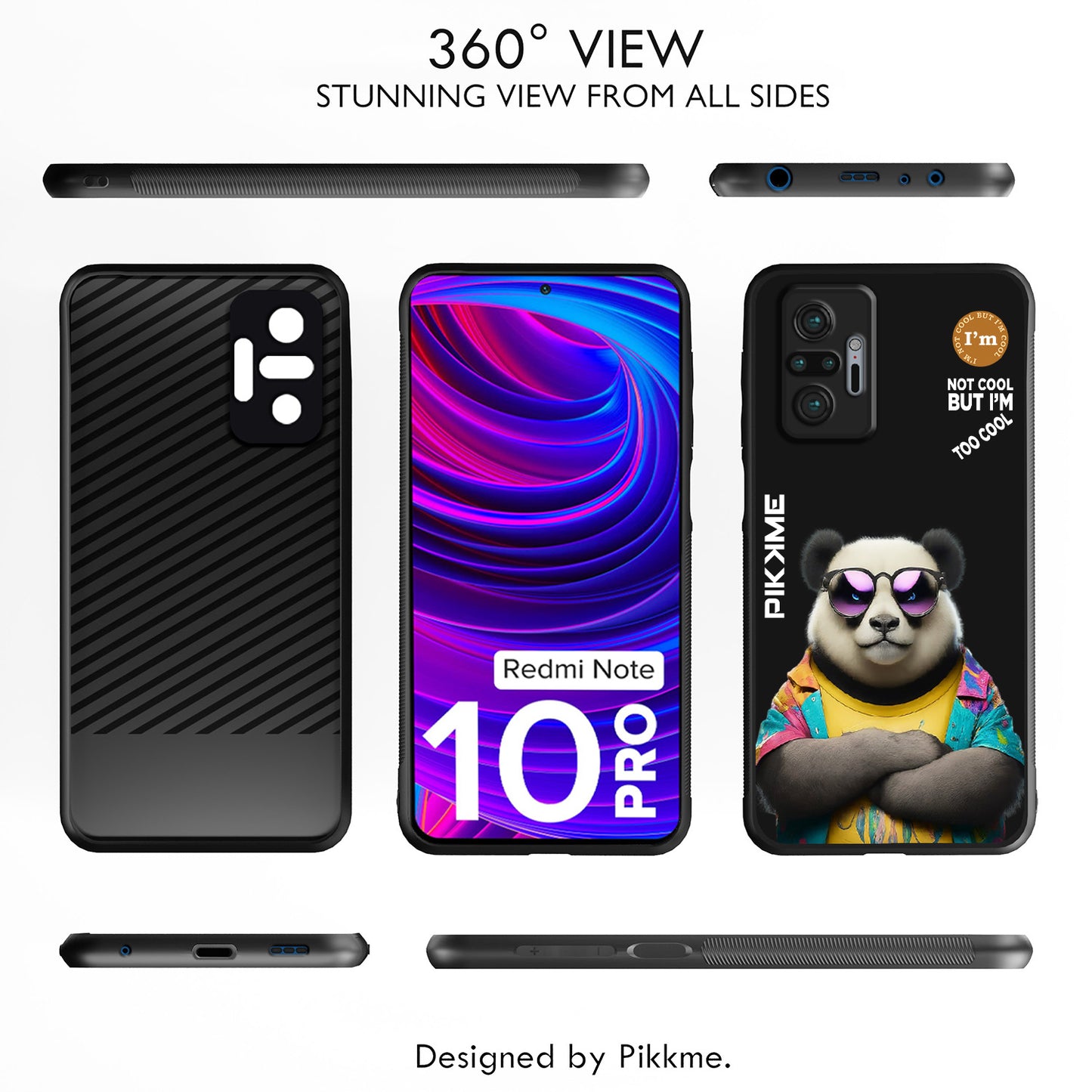 Pikkme Back Cover Pc Tpu + Printed Cool Funky Stylish Black Panda Swag Raised Edges Camera Protection |Bumper Case For Redmi Note 10 Pro (Design 05)