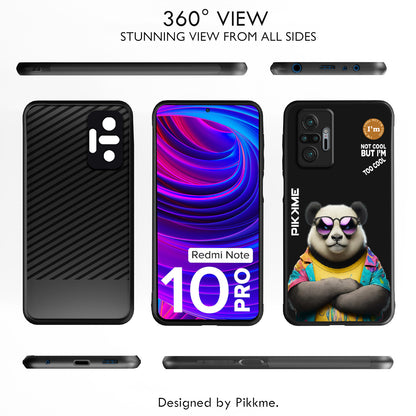 Pikkme Back Cover Pc Tpu + Printed Cool Funky Stylish Black Panda Swag Raised Edges Camera Protection |Bumper Case For Redmi Note 10 Pro (Design 05)