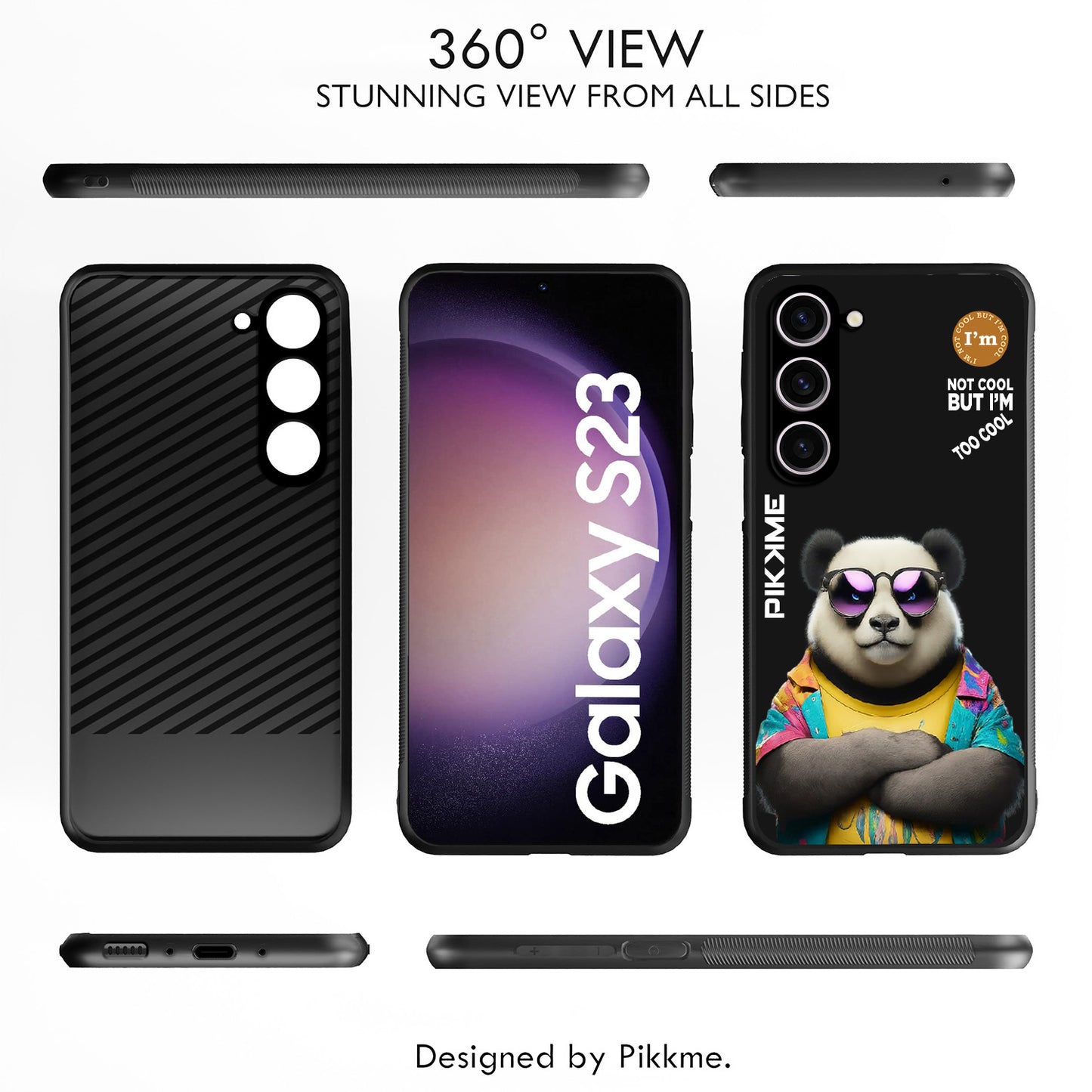 Pikkme Back Cover Pc Tpu + Printed Cool Funky Stylish Black Panda Swag Raised Edges Camera Protection |Bumper Case For Samsung Galaxy S23 5G (Design 05)