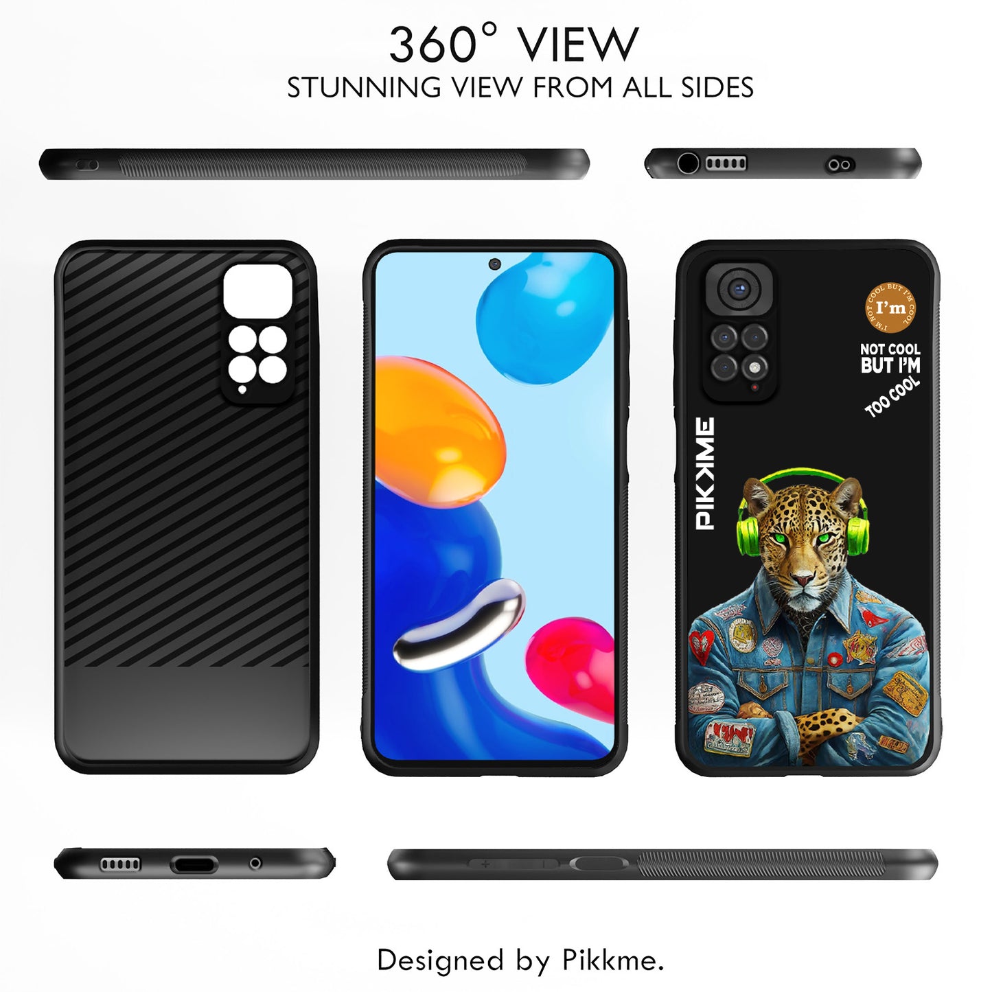 Pikkme Back Cover Pc Tpu + Printed Cool Funky Stylish Black Leopard Swag Raised Edges Camera Protection |Bumper Case For Redmi Note 11 (Design 03)