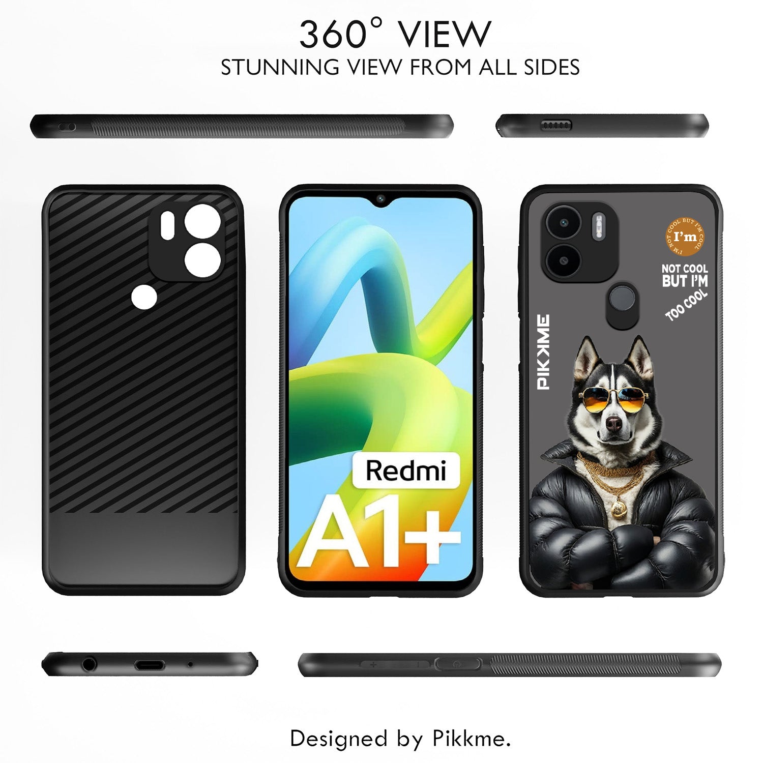 Pikkme Grey Dog Swag  Redmi A1 Plus Nim2 Back Cover (Design 02)