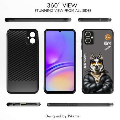 Pikkme Back Cover Pc Tpu + Printed Cool Funky Stylish Grey Dog Swag Raised Edges Camera Protection |Bumper Case For Samsung Galaxy A05 (Design 02)