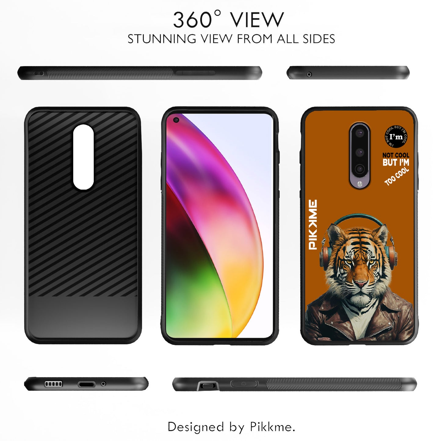 Pikkme Back Cover Pc Tpu + Printed Cool Funky Stylish Brown Tiger Swag Raised Edges Camera Protection |Bumper Case For OnePlus 8 (Design 09)