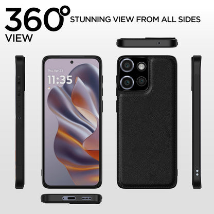 Pikkme Moto Edge 50 5G Leatherback Back Case | Black