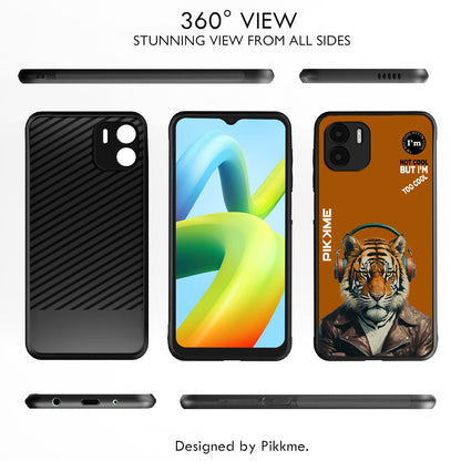 Pikkme Back Cover Pc Tpu + Printed Cool Funky Stylish Brown Tiger Swag Raised Edges Camera Protection |Bumper Case For Redmi A1 (Design 09)