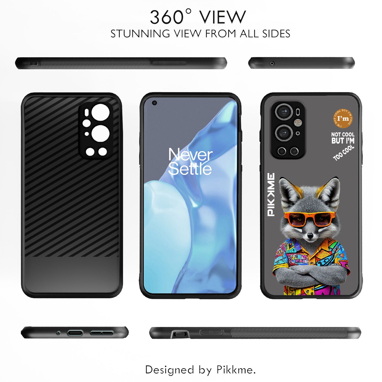 Pikkme Back Cover Pc Tpu + Printed Cool Funky Stylish Grey Wolf Swag Raised Edges Camera Protection |Bumper Case For OnePlus 9 Pro (Design 01)