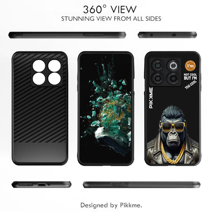 Pikkme Back Cover Pc Tpu + Printed Cool Funky Stylish Black Gorilla Swag Raised Edges Camera Protection |Bumper Case For OnePlus 10T (Design 07)