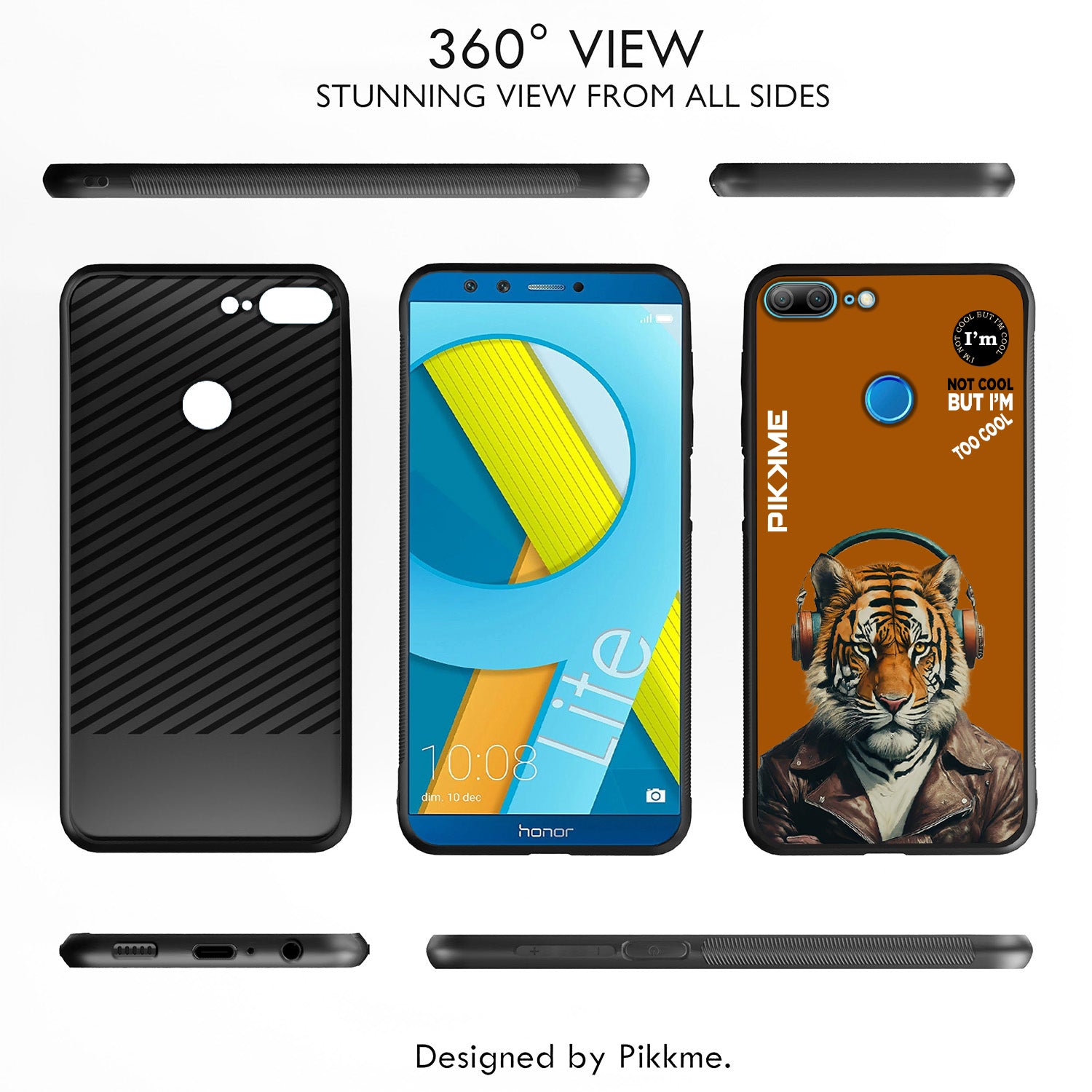 Pikkme Back Cover Pc Tpu + Printed Cool Funky Stylish Brown Tiger Swag Raised Edges Camera Protection |Bumper Case For Honor 9 Lite (Design 09)