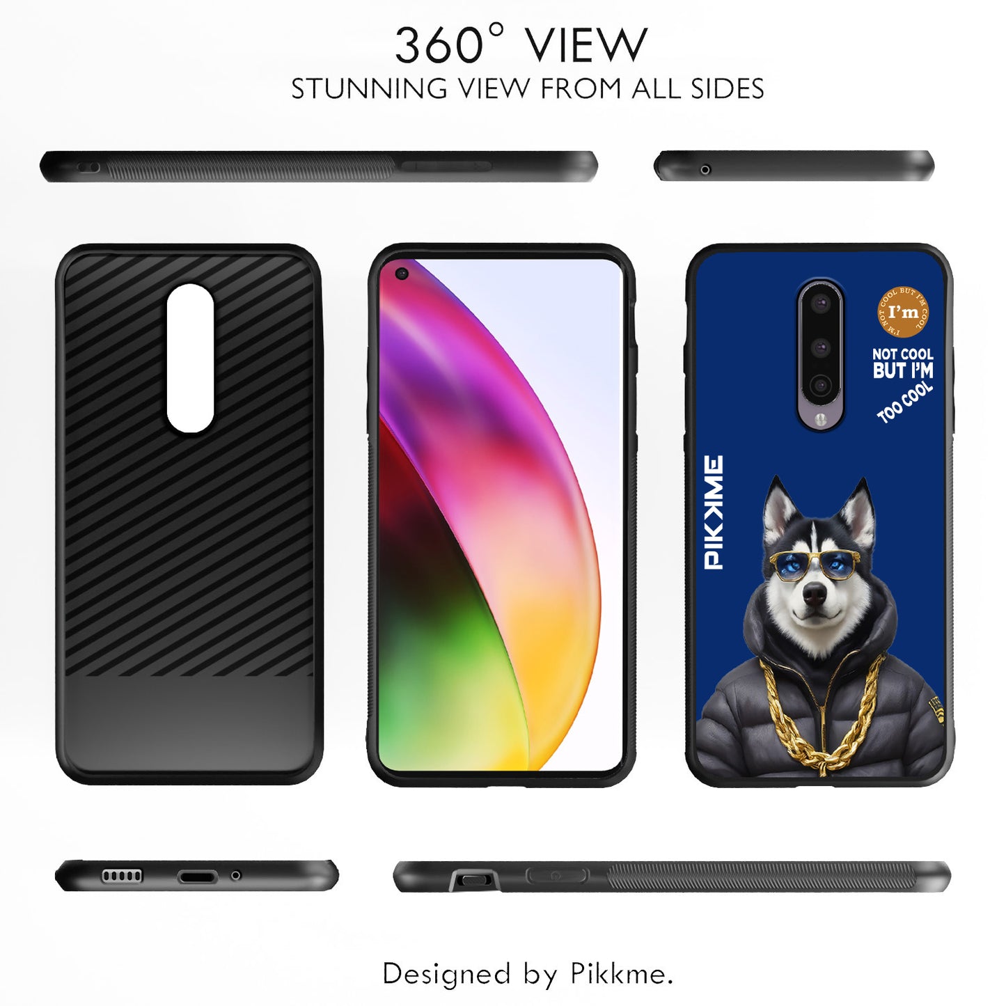 Pikkme Back Cover Pc Tpu + Printed Cool Funky Stylish Blue Dog Swag Raised Edges Camera Protection |Bumper Case For OnePlus 8 (Design 08)