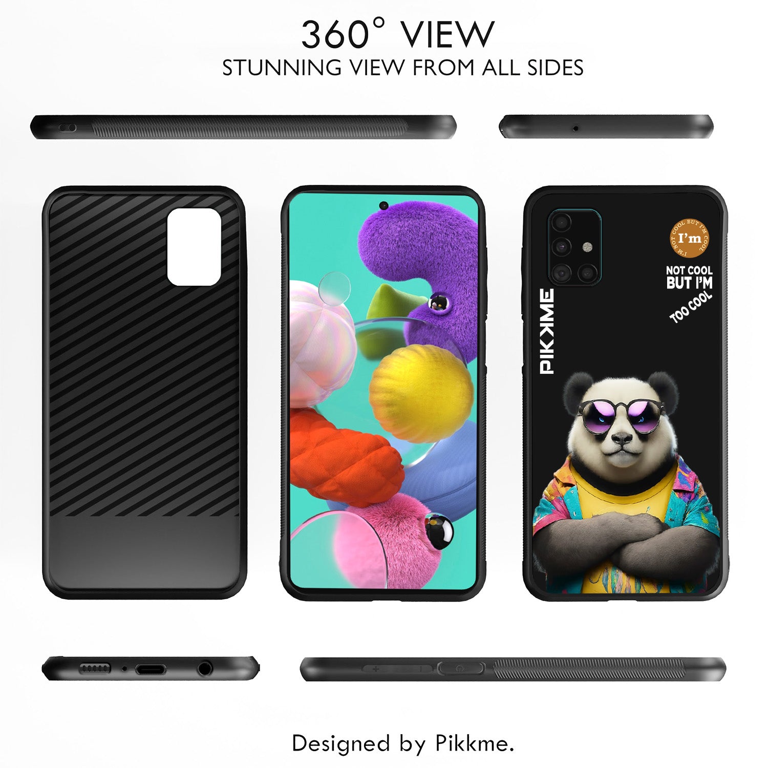 Pikkme Stylish Black Panda Swag Samsung Galaxy A51 Back Cover (Design 05)
