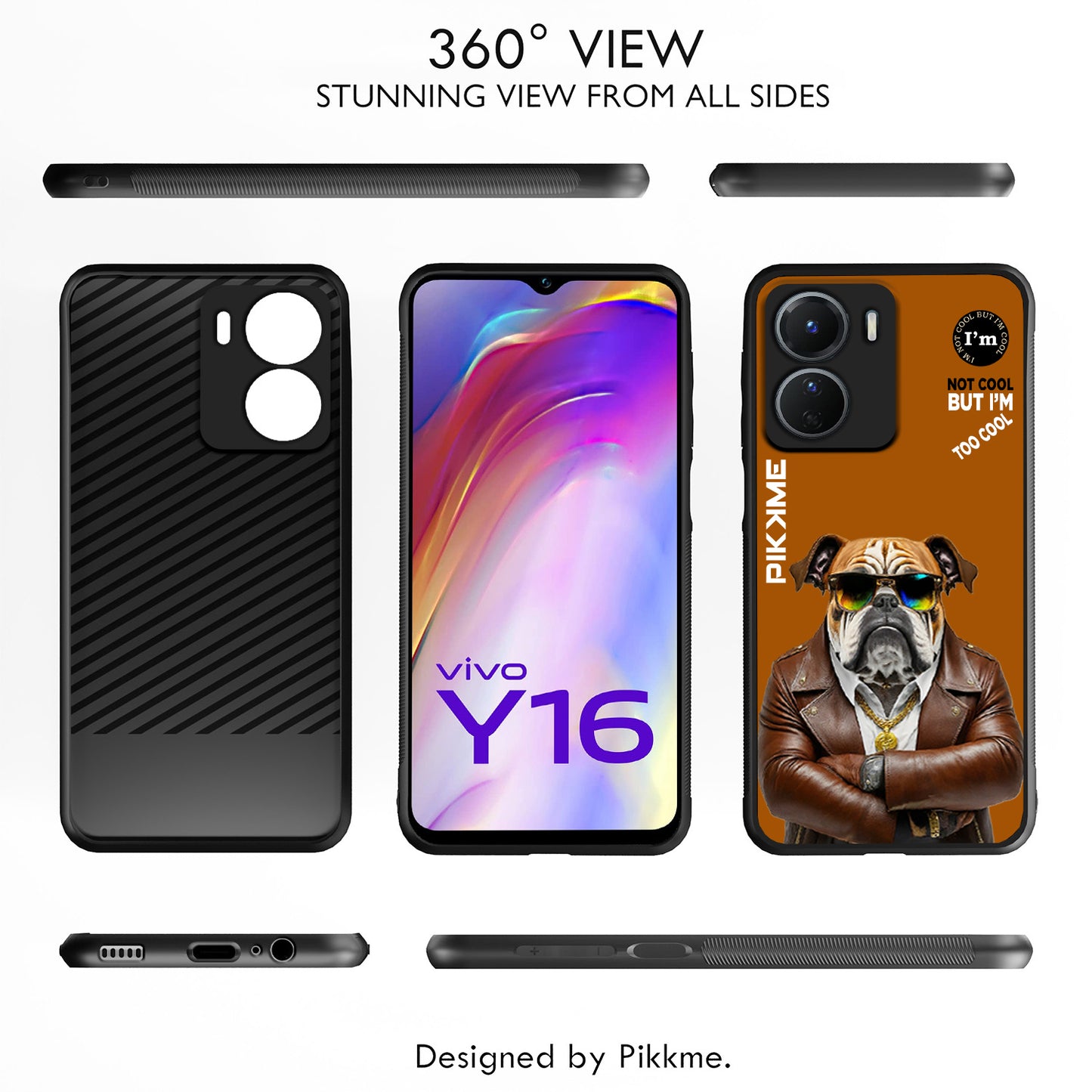 Pikkme Back Cover Pc Tpu + Printed Cool Funky Stylish Brown Dog Swag Raised Edges Camera Protection |Bumper Case For Vivo Y16 (Design 10)