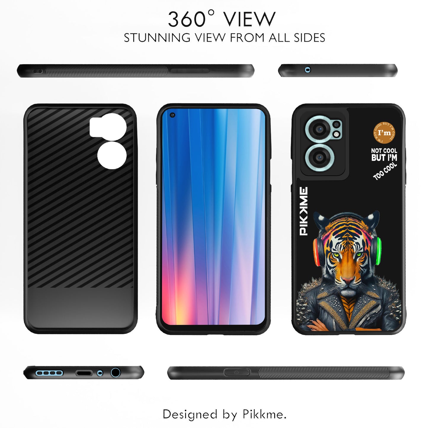 Pikkme Back Cover Pc Tpu + Printed Cool Funky Stylish Black Tiger Swag Raised Edges Camera Protection |Bumper Case For OnePlus Nord Ce 2 5G (Design 06)