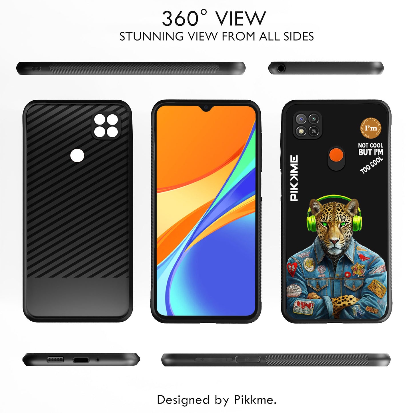 Pikkme Back Cover Pc Tpu + Printed Cool Funky Stylish Black Leopard Swag Raised Edges Camera Protection |Bumper Case For Redmi 9 (Design 03)