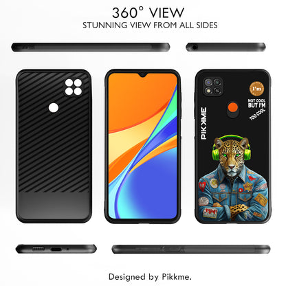 Pikkme Back Cover Pc Tpu + Printed Cool Funky Stylish Black Leopard Swag Raised Edges Camera Protection |Bumper Case For Redmi 9 (Design 03)