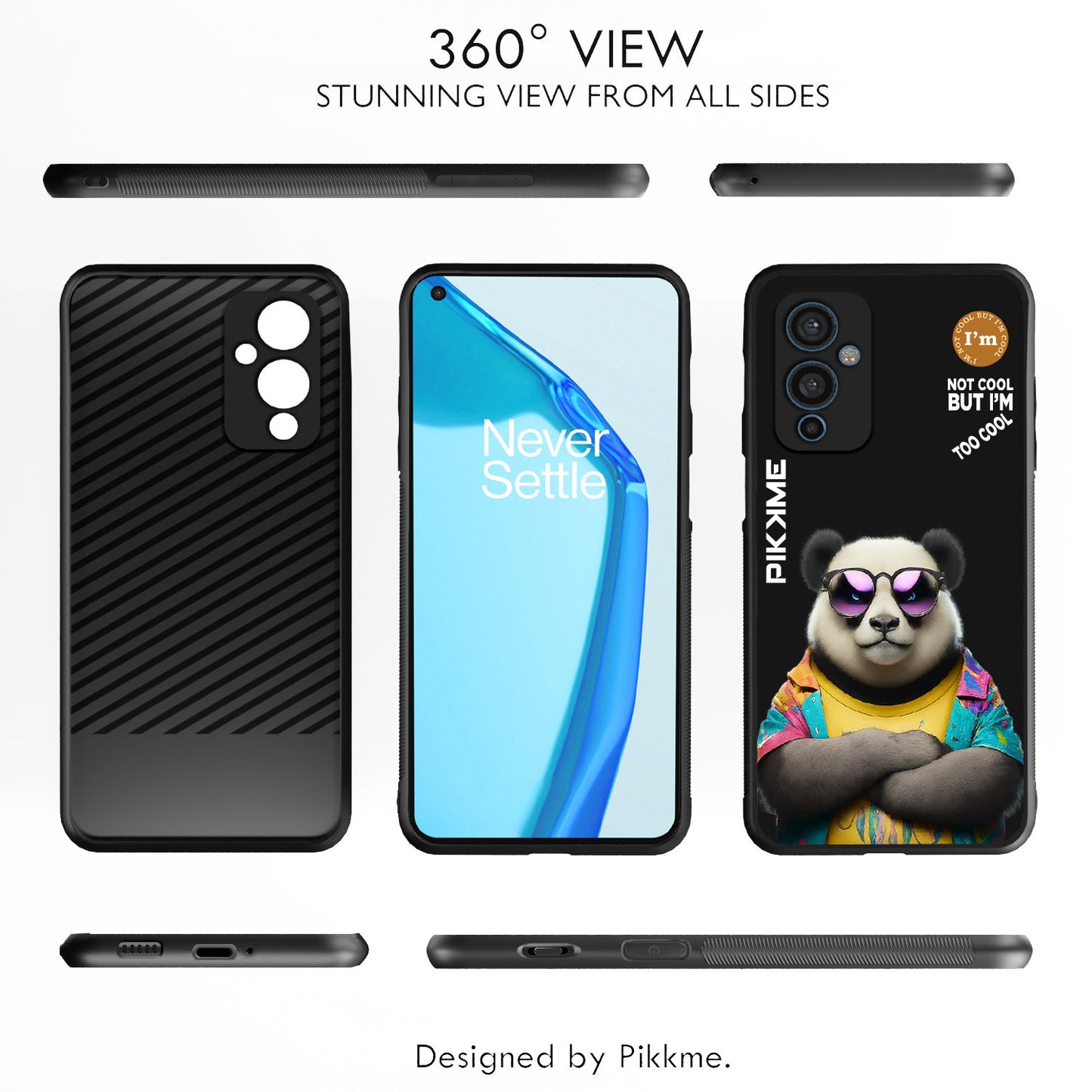 Pikkme Back Cover Pc Tpu + Printed Cool Funky Stylish Black Panda Swag Raised Edges Camera Protection |Bumper Case For OnePlus 9 (Design 05)