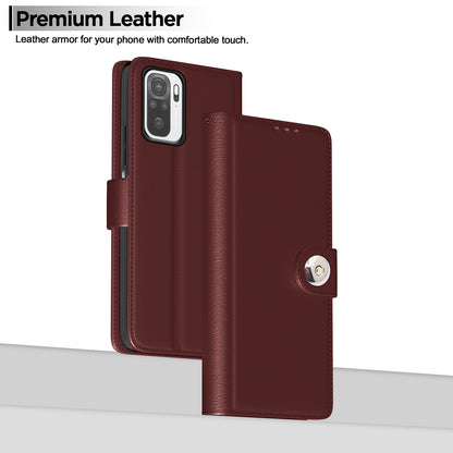 Pikkme Redmi Note 10 / Note 10s Button Flip Cover (Brown)