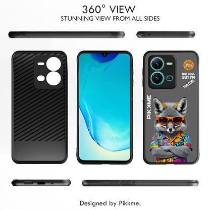 Pikkme Back Cover Pc Tpu + Printed Cool Funky Stylish Grey Wolf Swag Raised Edges Camera Protection |Bumper Case For Vivo V25 5G (Design 01)