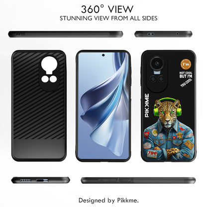 Pikkme Back Cover Pc Tpu + Printed Cool Funky Stylish Black Leopard Swag Raised Edges Camera Protection |Bumper Case For Oppo Reno 10 5G (Design 03)