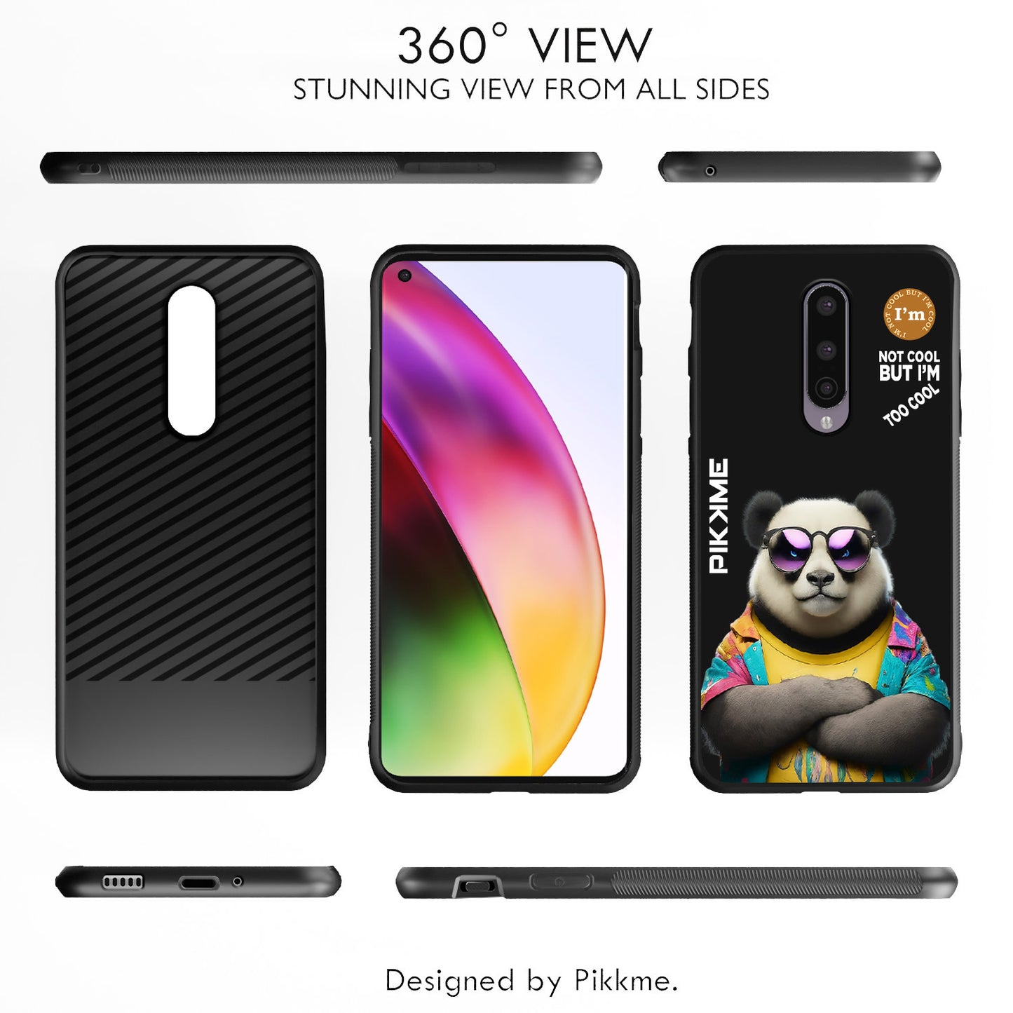 Pikkme Back Cover Pc Tpu + Printed Cool Funky Stylish Black Panda Swag Raised Edges Camera Protection |Bumper Case For OnePlus 8 (Design 05)