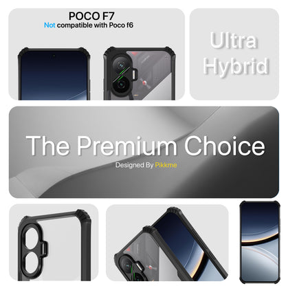 Pikkme Poco F7 5G Shockproof Eagle Clear Transparent Back Cover (Black)