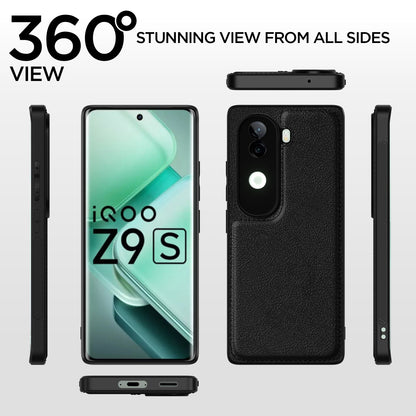 Pikkme Vivo V40e / iQOO Z9s 5G Leather Back Case | Black